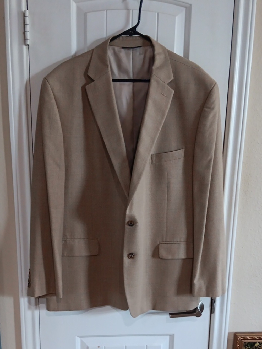 Lauren Ralph Lauren Tan Blue Windowpane Plaid Silk Wool Sport Coat Blazer 50R